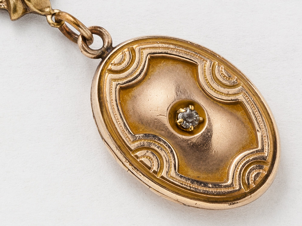 1920 gold filled locket with paste stone jewels Antique Art Deco c