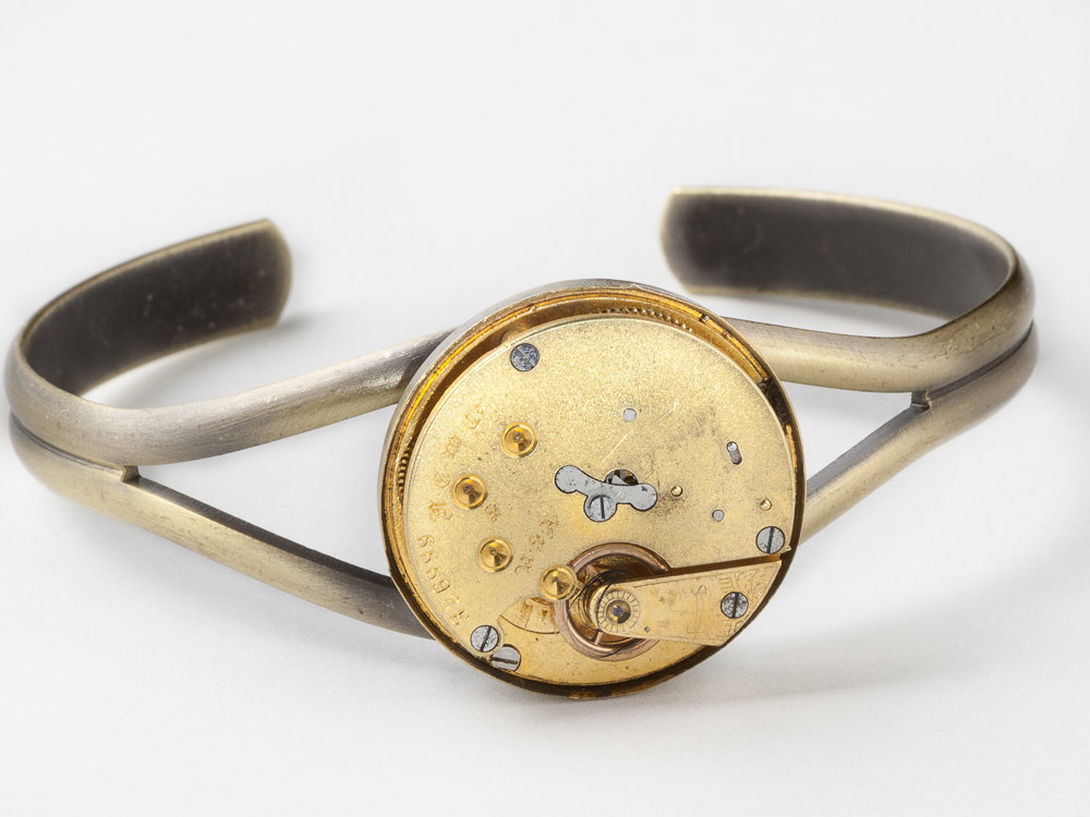 Steampunk Cuff Bracelet Victorian Pocket watch movement gears brass Steampunk jewelry unisex mens womens