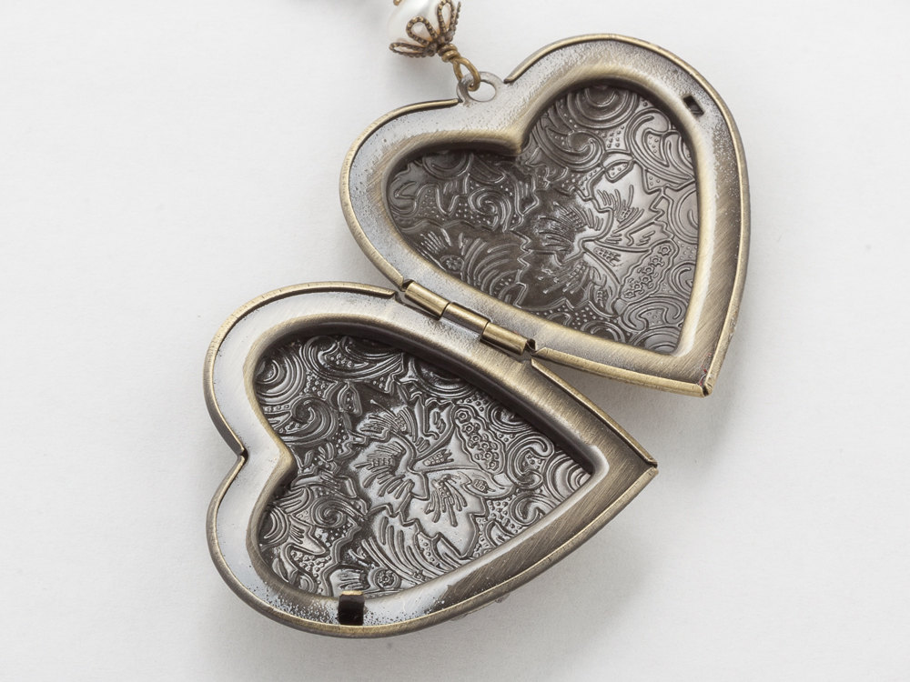 Steampunk Necklace Heart Locket silver watch movement gears gold leaf flower pearl crystal pendant Statement Steampunk jewelry
