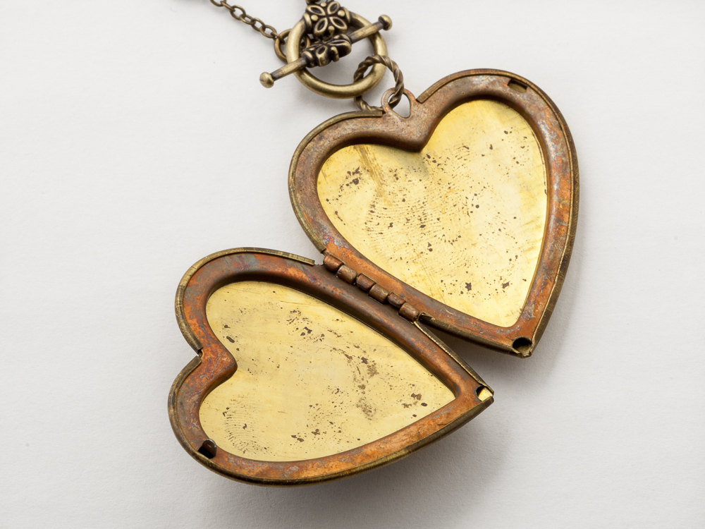 Steampunk Necklace Heart Locket watch movement gears gold leaf filigree flower pendant Steampunk jewelry