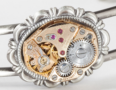 Steampunk Bracelet Cuff Vintage Rose Gold Watch Clockwork Gears 3