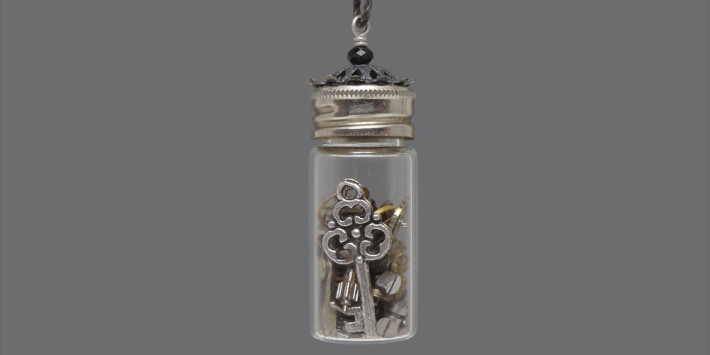 Time in a Bottle Necklace Vintage Glass Vial with Watch Parts Gears Key 2