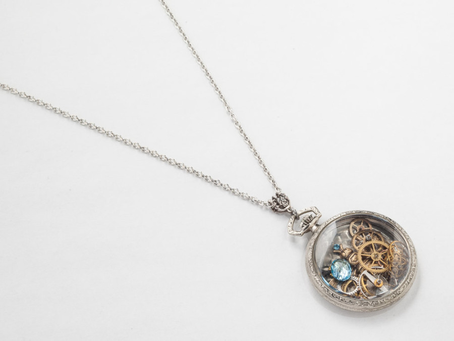 steampunk jewelry pocket watch case necklace