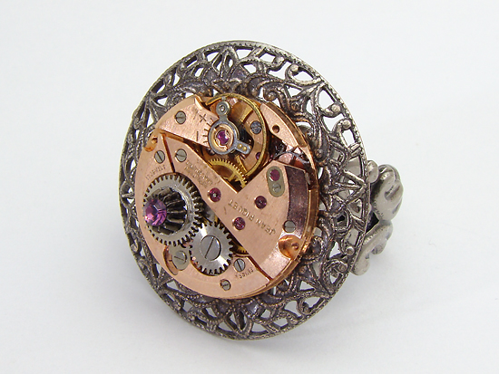 Steampunk ring rose gold maria sparks