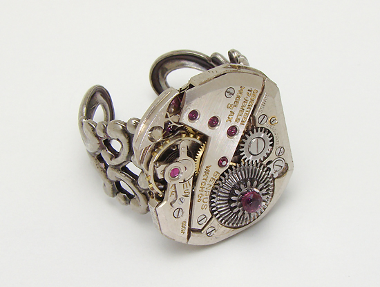 Steampunk ring watch gears maria sparks