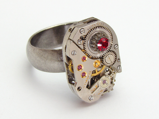 Steampunk rings watch movement maria sparks
