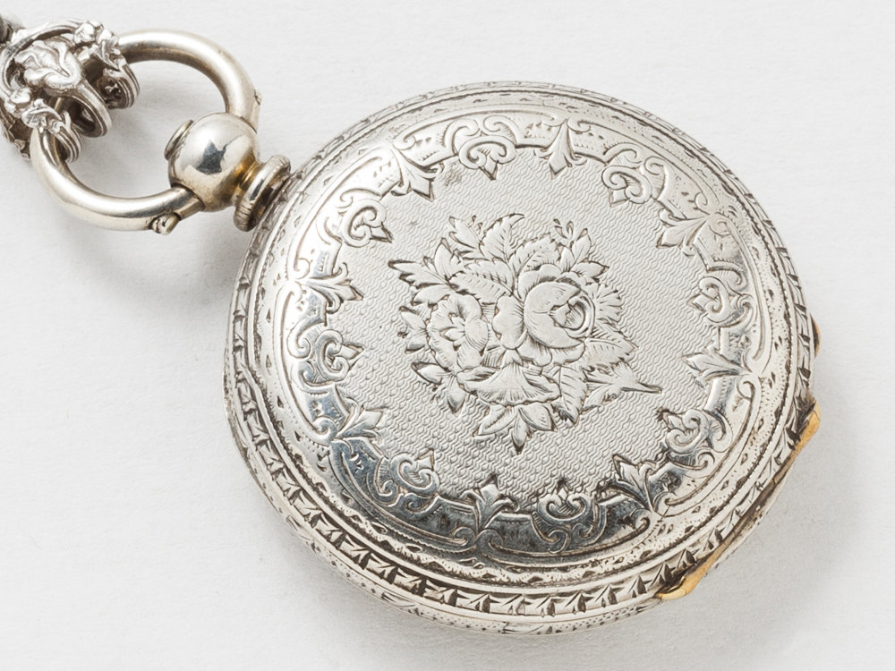 Steampunk Necklace - Antique Victorian Sterling Silver pocket watch ...