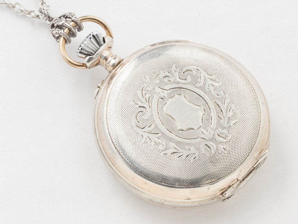 Steampunk Necklace Sterling Silver pocket watch movement case gears ...